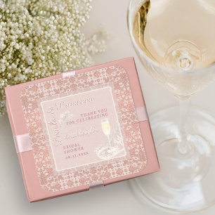 Parels & Prosecco Roze Goud Bruidsfeest Favor Vierkante Sticker