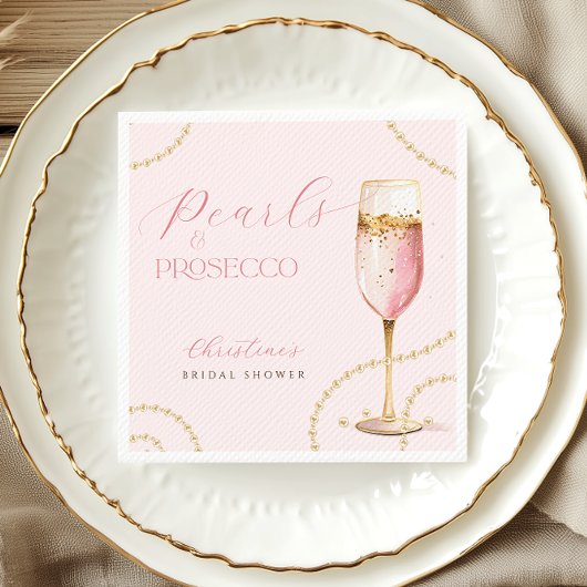 Parels Prosecco Roze Goud Bruidsmeisjesfeest Servet