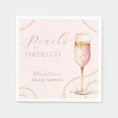 Parels Prosecco Roze Goud Bruidsmeisjesfeest Servet (Voorkant)