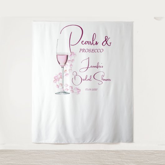 Parels Prosecco Roze Modern Vrijgezellenfeest Acht Wandkleed (Voorkant)