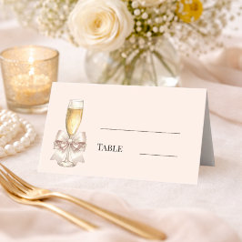 Parels Prosecco roze strik Bruidsdouche Plaatskaartje