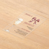 Parels Prosecco roze strik Vrijgezellenfeest helde Acryl Uitnodigingen (Laagn)