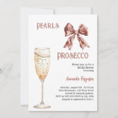 Parels Prosecco roze strik Vrijgezellenfeest Kaart (Voorkant)