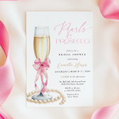 Parels & Prosecco Roze strik Vrijgezellenfeest Kaart