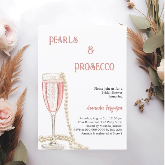 Parels Prosecco roze Vrijgezellenfeest Kaart