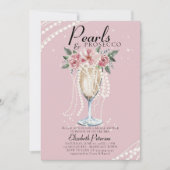 Parels Prosecco Rozen Roze Blush Vrijgezellenfeest Kaart (Voorkant)