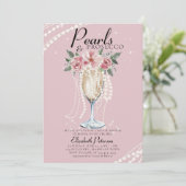 Parels Prosecco Rozen Roze Blush Vrijgezellenfeest Kaart (Staand voorkant)