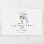 Parels & Prosecco Stoffig Blauw Vrijgezellenfeest  Sparkling Wijnetiket (Enkel label)