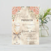 Parels Prosecco Strik Glitter Dalen Boho Rozen Kaart (Staand voorkant)