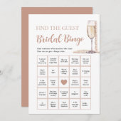 Parels & Prosecco Vind het Gast Bruids Bingo Spel Kaart (Voorkant / Achterkant)