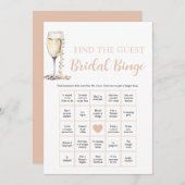 Parels & Prosecco Vind het Gast Bruids Bingo Spel Kaart (Voorkant / Achterkant)