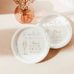 Parels & Prosecco Vrijgezellenfeest, Bruidsbrunch Papieren Bordje<br><div class="desc">Deze Pearls & Prosecco Vrijgezellenfeest Paper Borden zijn voorzien van handgeschilderde waterverf parels en champagnefluiten en is een perfecte manier om de cocktail,  eten of desserttafel van uw bruidsbrunch te accentueren! Bewerk eenvoudig de meeste bewoordingen,  tekstkleur en achtergrondkleur zodat deze overeenkomen met uw stijl en gebeurtenis!</div>