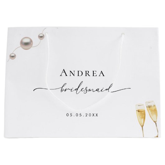 Parels Prosecco Vrijgezellenfeest Bruidsmeisje Dan Groot Cadeauzakje (Voorkant)