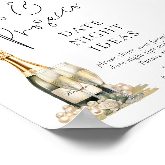 Parels Prosecco Vrijgezellenfeest Datum Nacht Idee Poster (Hoek)