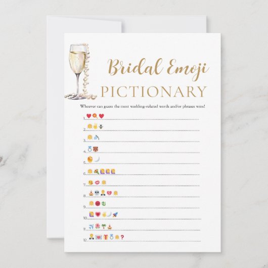 Parels & Prosecco Vrijgezellenfeest Emoji Pictiona Kaart (Voorkant)