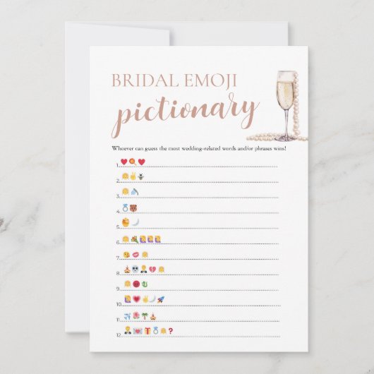 Parels & Prosecco Vrijgezellenfeest Emoji Pictiona Kaart (Voorkant)