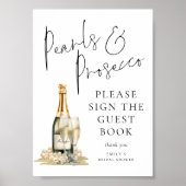 Parels Prosecco Vrijgezellenfeest Gastenboek Teken Poster (Voorkant)