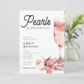 Parels & Prosecco Vrijgezellenfeest Kaart (Staand voorkant)