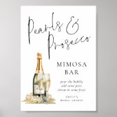Parels Prosecco Vrijgezellenfeest Mimosa Bar Sign Poster (Voorkant)