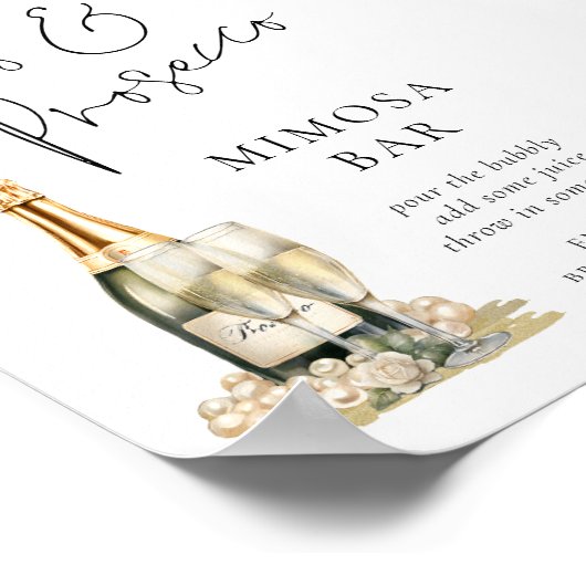 Parels Prosecco Vrijgezellenfeest Mimosa Bar Sign Poster (Hoek)