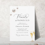 Parels & Prosecco Vrijgezellenfeest Minimalistisch Kaart<br><div class="desc">Verras uw dierbaren met deze elegante uitnodiging,  met elegant script en bewerkbare details. Pas het eenvoudig aan door op de optie "personaliseren" te klikken.</div>