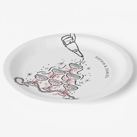 Parels & Prosecco Vrijgezellenfeest Papier Borden Papieren Bordje (Gekanteld)