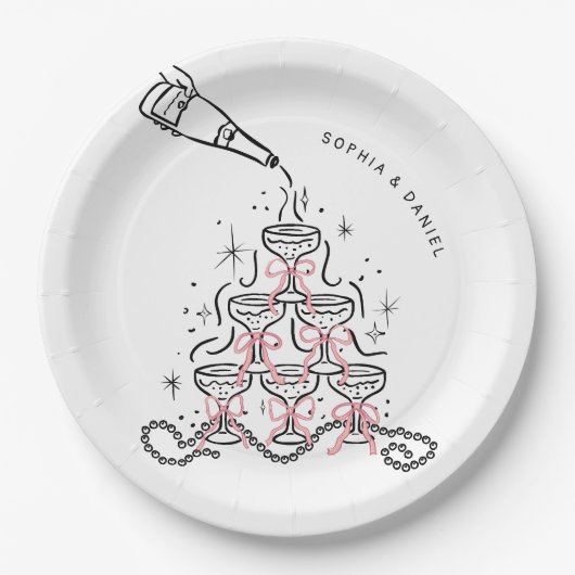 Parels & Prosecco Vrijgezellenfeest Papier Borden Papieren Bordje (Voorkant)