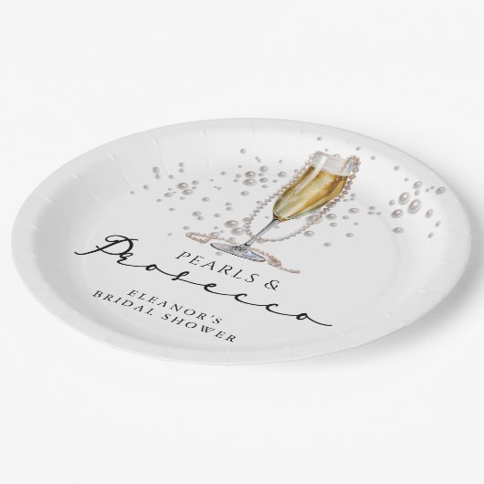 Parels & Prosecco Vrijgezellenfeest Papieren Bordje (Gekanteld)