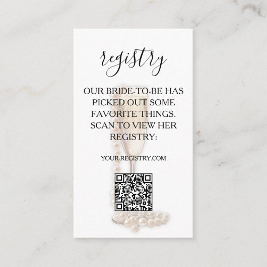 Parels & Prosecco Vrijgezellenfeest QR Code Regist Informatiekaartje (Voorkant)