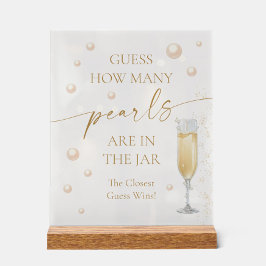 Parels Prosecco Vrijgezellenfeest Raad eens hoevee Acryl Bord