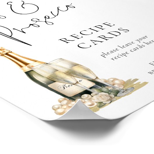 Parels Prosecco Vrijgezellenfeest Recept Kaart Tek Poster (Hoek)