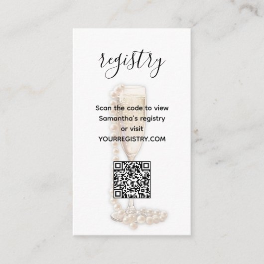 Parels & Prosecco Vrijgezellenfeest Registry Informatiekaartje (Voorkant)