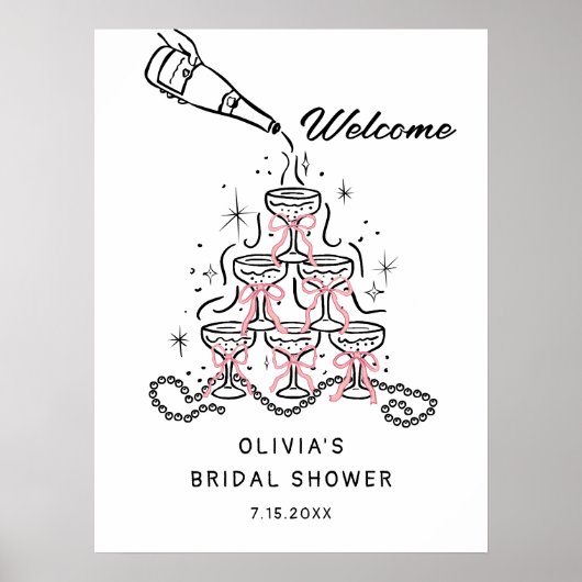 Parels & Prosecco Vrijgezellenfeest Welkomstbord P Poster (Voorkant)