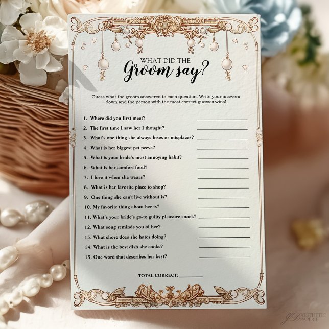 Parels Prosecco Wat heeft de Groom Say Game gedaan (Creator heeft geüpload)