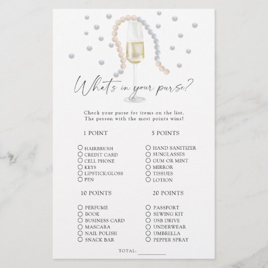 Parels & Prosecco Wat zit er in je tas spel (Voorkant)