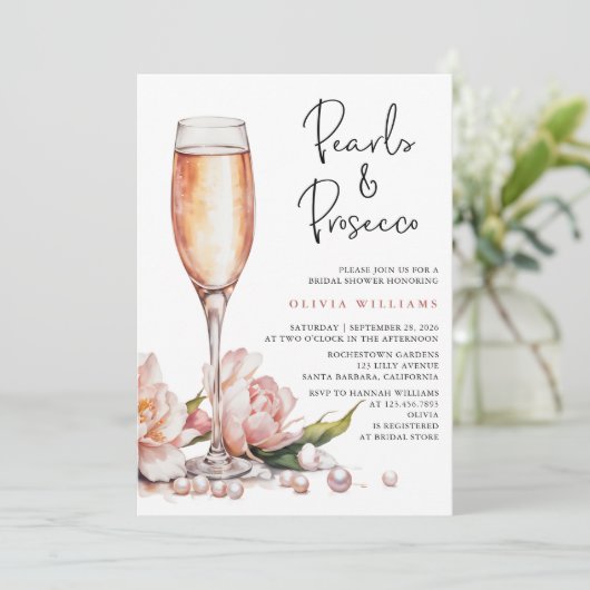 Parels & Prosecco Waterverf Vrijgezellenfeest Kaart (Staand voorkant)