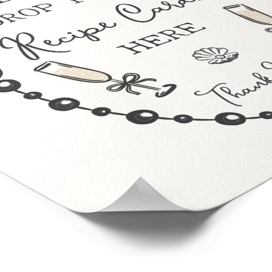Parels & Prosecco Zwart Coquette Bow Share Recept Poster (Hoek)