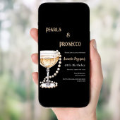 Parels Prosecco zwart goud verjaardag Kaart