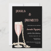Parels Prosecco zwart roze verjaardag Kaart (Voorkant)