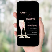 Parels Prosecco zwart roze verjaardag Kaart