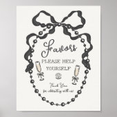 Parels & Prosecco Zwarte Coquette Bow Favors Poster (Voorkant)