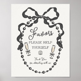 Parels & Prosecco Zwarte Coquette Bow Favors Poster