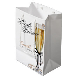 Parels & Prosecco Zwarte Lint Bruidsdiner Medium Cadeauzakje