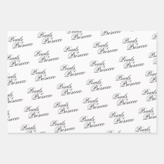 Parels & Prosecco Zwarte Strik Bruidsdiner Inpakpapier Vel (Voorkant 3)