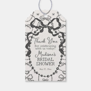 Parels & Prosecco Zwarte Strik Bruidsfeest Favor Cadeaulabel