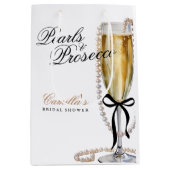 Parels & Prosecco Zwarte Strik Bruidsfeest Medium Cadeauzakje (Voorkant)