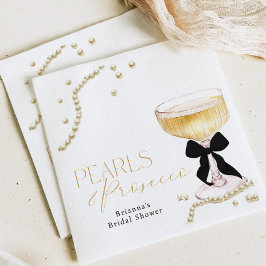 Parels & Prosecco Zwarte Strik Bruidsuitnodiging Servet