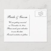 Parels, Ring en Blue Lace Wedding Save the Date Aankondigingskaart (Achterkant)