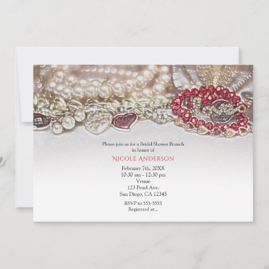 Parels & Rode Valentijn Liefde Juwelen Vrijgezelle Kaart (Voorkant)