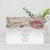 Parels & Rode Valentijn Liefde Juwelen Vrijgezelle Kaart (Staand voorkant)